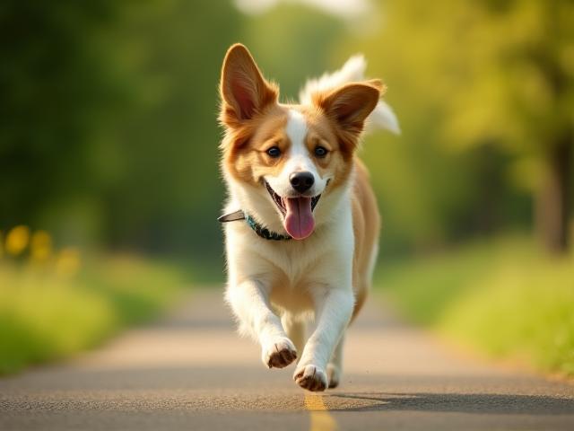 Happy dog running outdoors with animated GPS map route overlay
