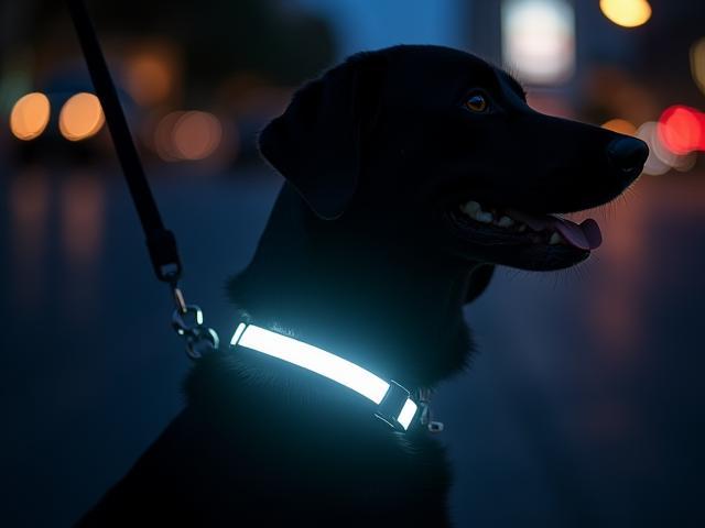 Reflective Safety Band accessory for dog collars glowing at night